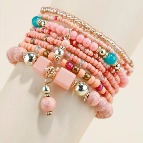 New beaded 8 piece bracelet set - Picture 2 of 3